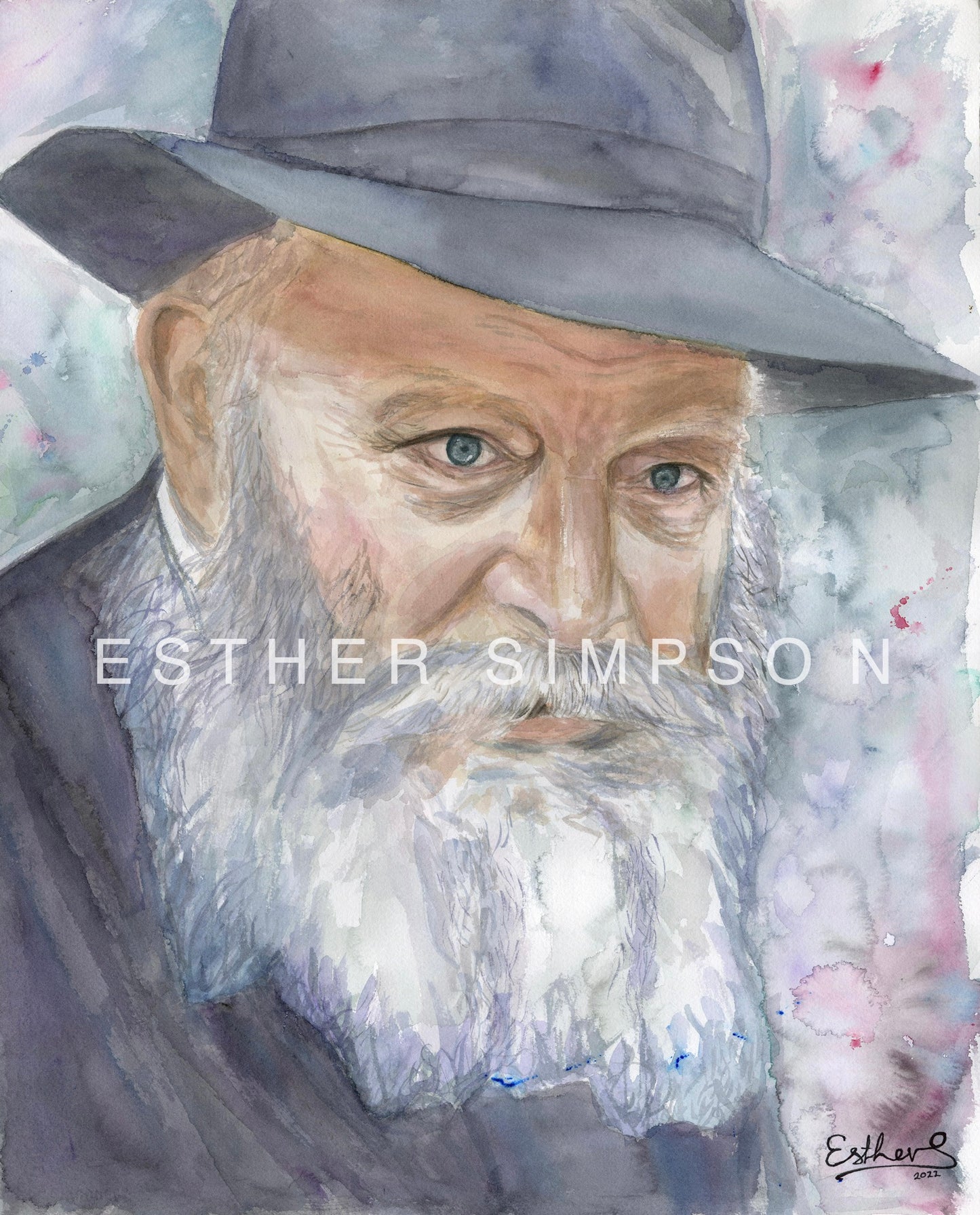 The Rebbe in Watercolor Print